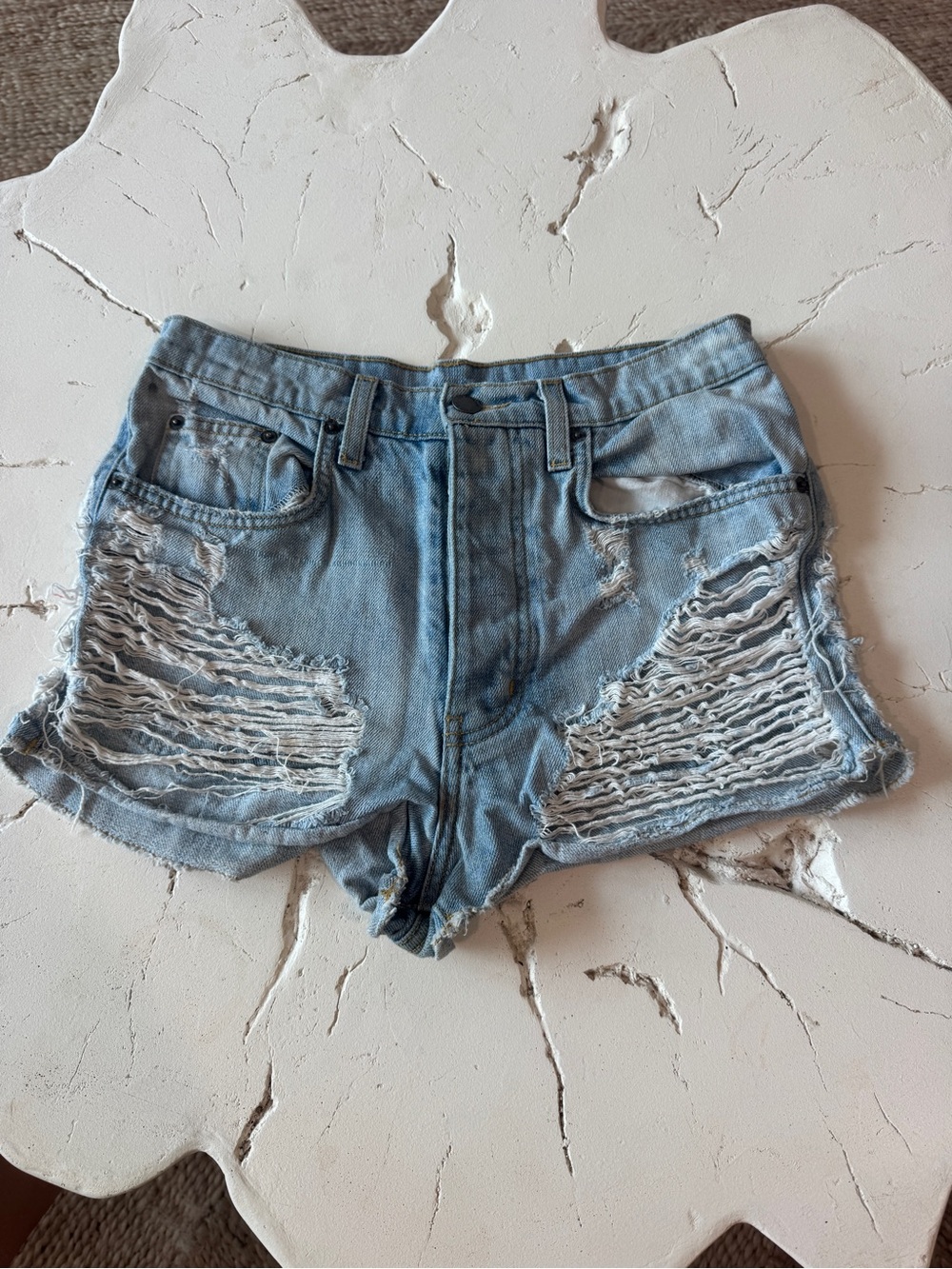 Carmar Light Blue Distressed Denim Shorts